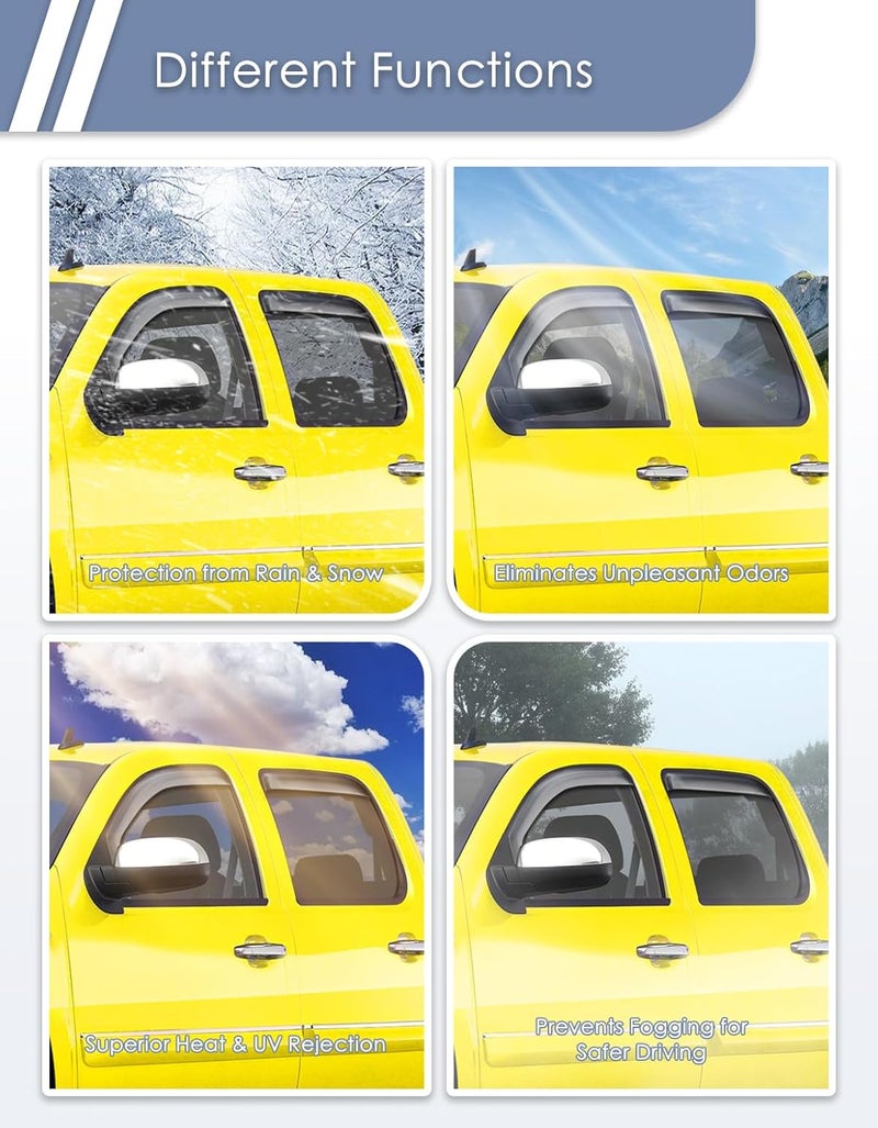 Goholy in-Channel Window Rain Guard for Chevrolet Chevy Silverado/GMC Sierra 2007-2013 Crew Cab Rain Guards Side Window Visors Low Profile Vent Visor Window Deflectors Vent Shades Car Accessories - Image 4